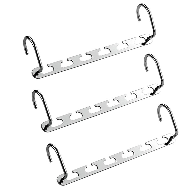 ClosetBuddy 1/3pcs 37cm Multifunctional Space Saving Metal Hangers with Magic Hook 6 Hole Clothing Wardrobe Organize Hanger Holder