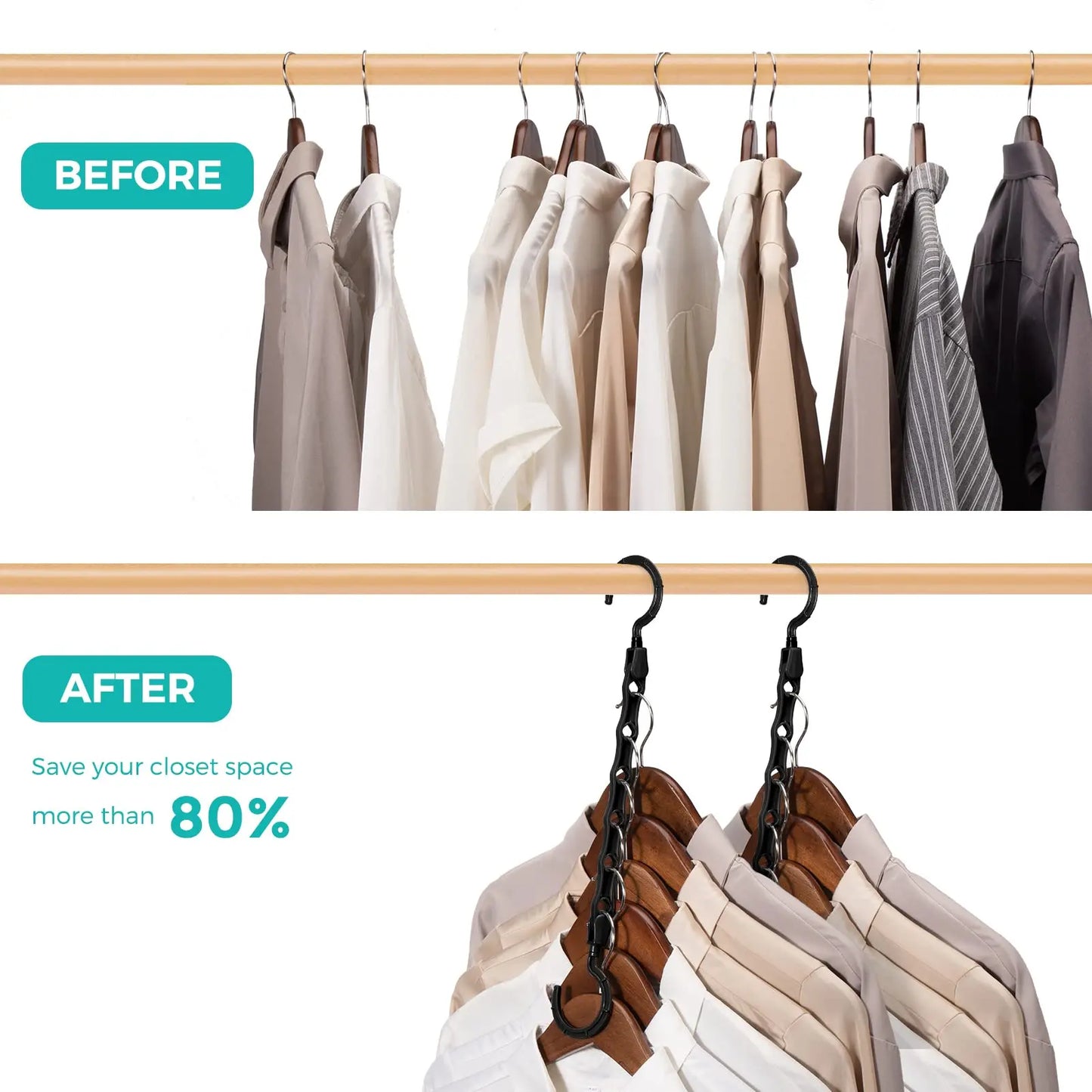 ClosetBuddy 10-Piece Space-Saving Magic Hangers – Heavy-Duty Closet Organizer
