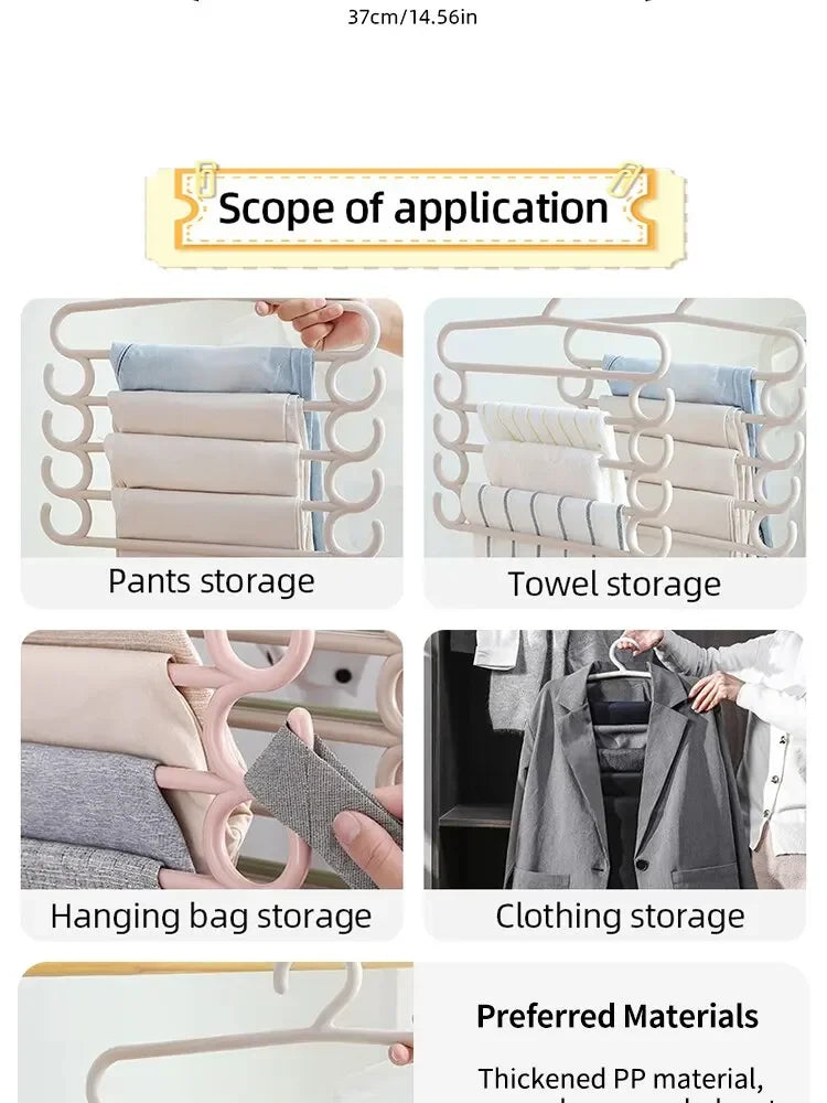 ClosetBuddy Multi-Layer Pants Rack – Space-Saving 5-Layer Trouser Hanger (1/2/3 Pack Options)
