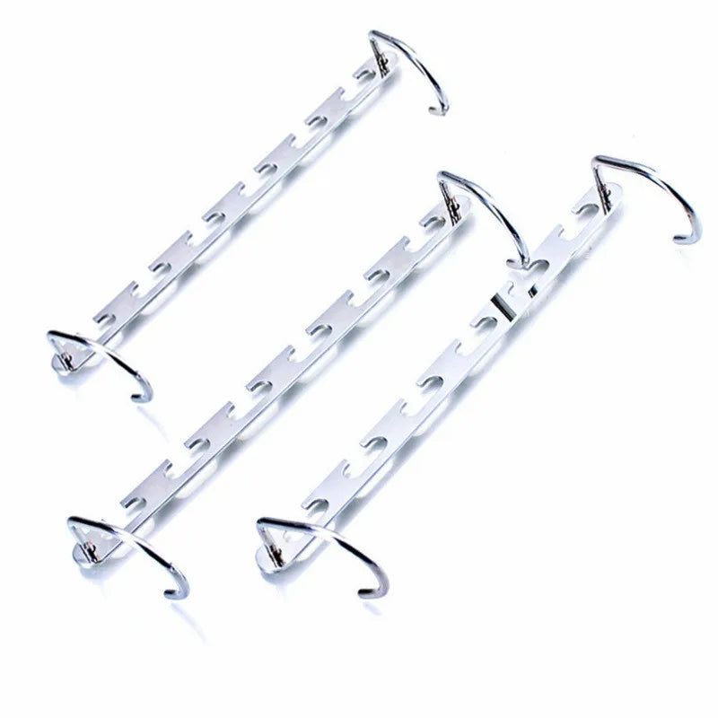 ClosetBuddy 1/3pcs 37cm Multifunctional Space Saving Metal Hangers with Magic Hook 6 Hole Clothing Wardrobe Organize Hanger Holder