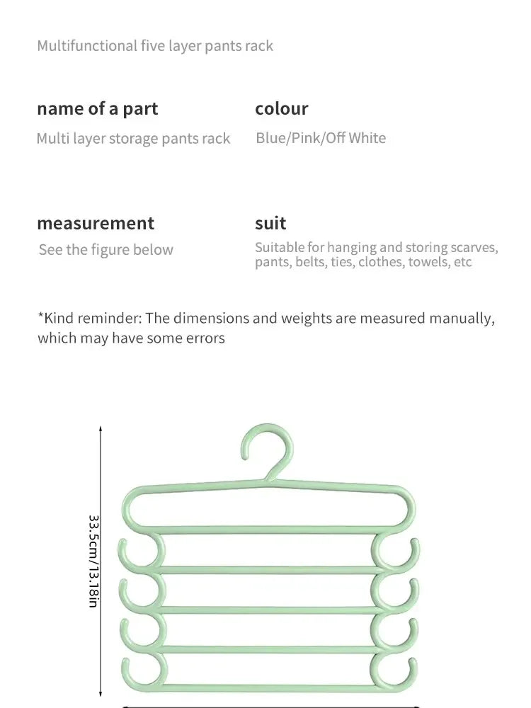 ClosetBuddy Multi-Layer Pants Rack – Space-Saving 5-Layer Trouser Hanger (1/2/3 Pack Options)