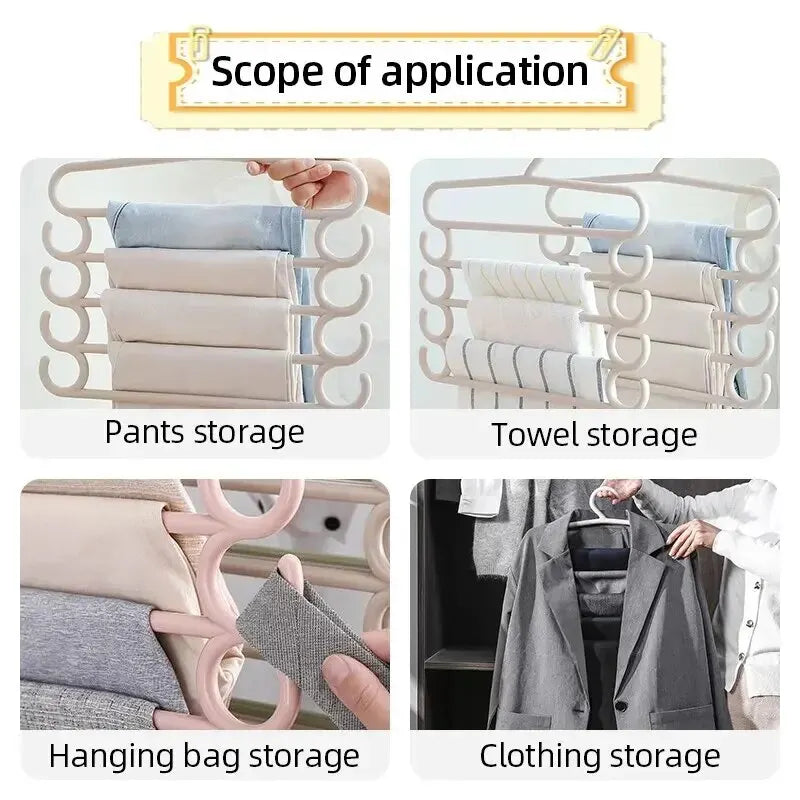 ClosetBuddy Multi-Layer Pants Rack – Space-Saving 5-Layer Trouser Hanger (1/2/3 Pack Options)