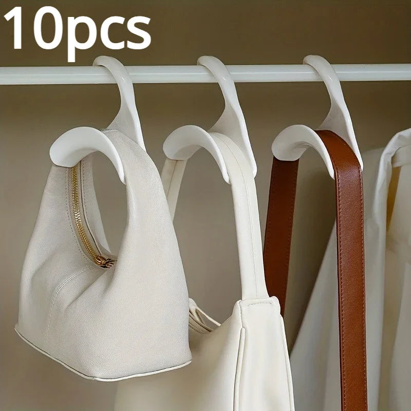 ClosetBuddy 10pcs Widen Multipurpose Hangers Connection Hook Space Saving Hat Silk Scarf Shawls Handbag Hanging Rack Wardrobe Organizer