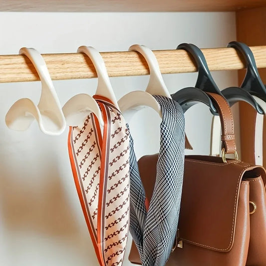 ClosetBuddy 10pcs Widen Multipurpose Hangers Connection Hook Space Saving Hat Silk Scarf Shawls Handbag Hanging Rack Wardrobe Organizer