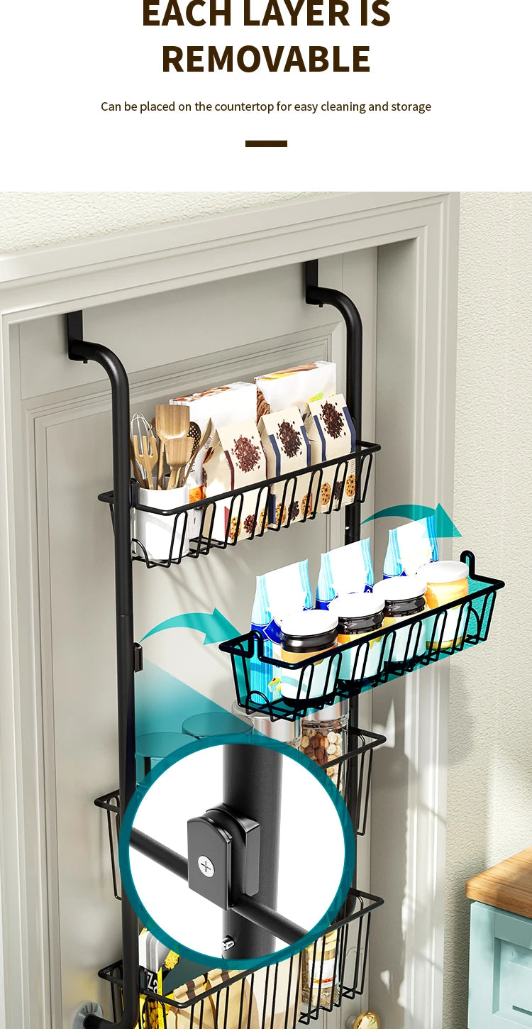ClosetBuddy 6/8-Tier Over-Door Pantry Organizer – Carbon Steel Rack (Black)
