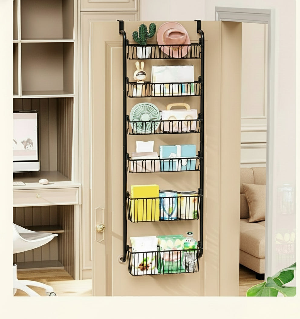 ClosetBuddy 6/8-Tier Over-Door Pantry Organizer – Carbon Steel Rack (Black)