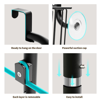 ClosetBuddy 6/8-Tier Over-Door Pantry Organizer – Carbon Steel Rack (Black)