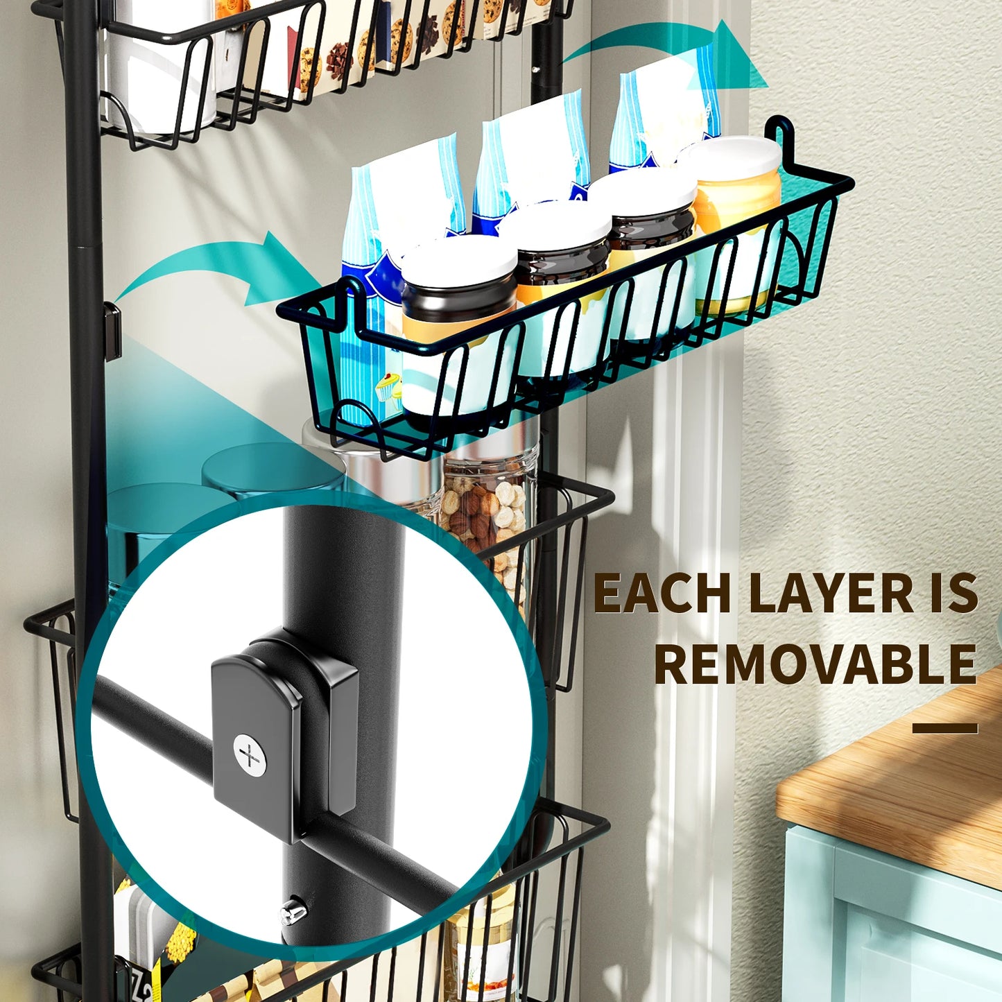 ClosetBuddy 6/8-Tier Over-Door Pantry Organizer – Carbon Steel Rack (Black)