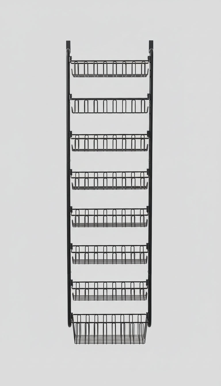 ClosetBuddy 6/8-Tier Over-Door Pantry Organizer – Carbon Steel Rack (Black)