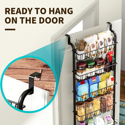 ClosetBuddy 6/8-Tier Over-Door Pantry Organizer – Carbon Steel Rack (Black)