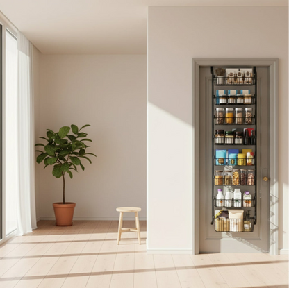 ClosetBuddy 6/8-Tier Over-Door Pantry Organizer – Carbon Steel Rack (Black)