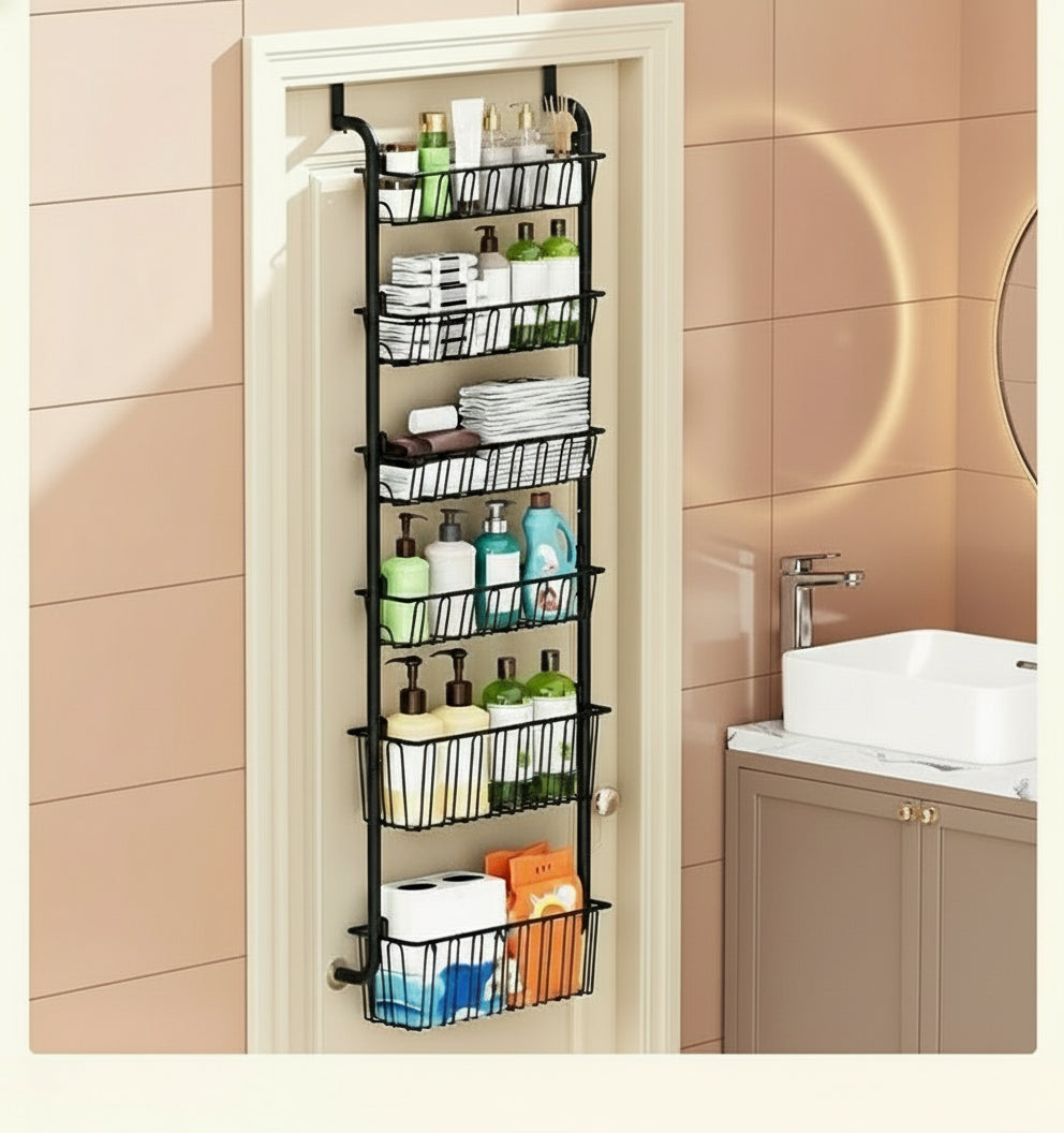 ClosetBuddy 6/8-Tier Over-Door Pantry Organizer – Carbon Steel Rack (Black)